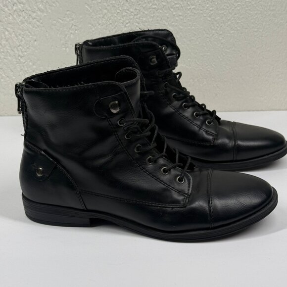GH Bass & Co Patricia Combat Lace-Up Boots Black Faux Leather Size 9M - Picture 2 of 13